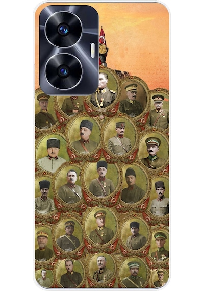Realme C55 Uyumlu Atatürk Ve Kurtuluş Savaşı Komutanları Baskılı Silikon Kılıf Renkli
