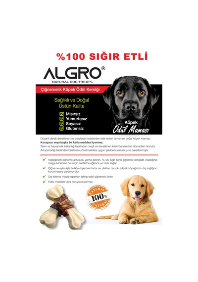 Algro Dana Etli Doğal Ödül Kemiği 7.5 CM 25 G 2 x 4'lü