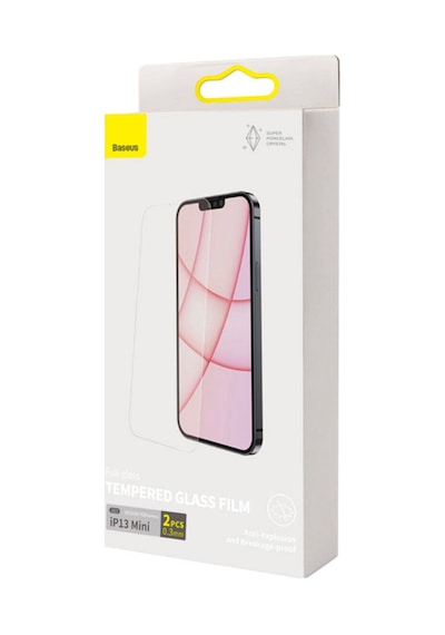 Baseus Apple Uyumlu   iPhone 13 Mini 0.3Mm Tempered Full Cam Ekran Koruyucu Şeffaf
