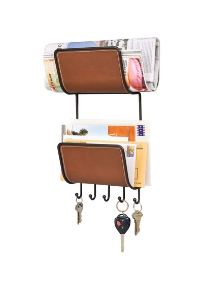 Interdesign Mektupluk,anahtarlık,askılık 2 Katlı Deri Kaplama