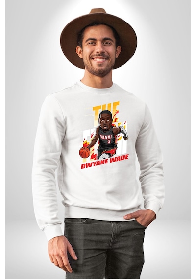 Dwyane Wade Miami Basketbol Unisex Beyaz Sweatshirt Beyaz