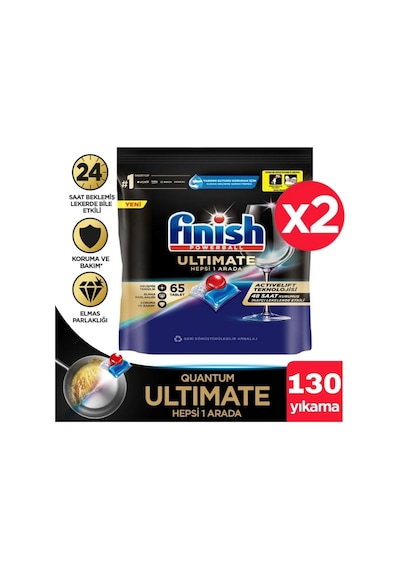 Finish Quantum Ultimate Bulaşık Makinesi Deterjanı 2 x 65 Tablet Finish Quantum Ultimate Bulaşık Makinesi Deterjanı 2 x 65 Tablet