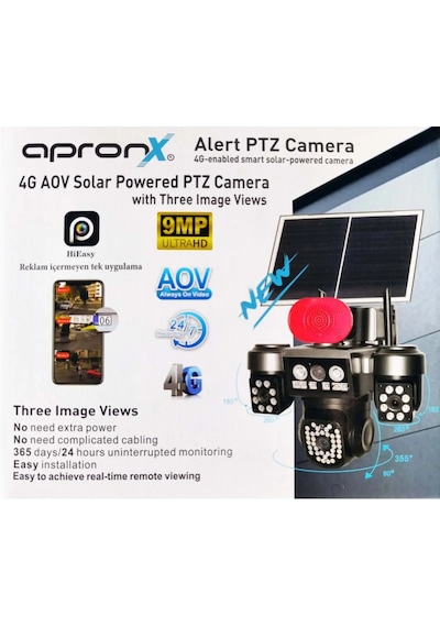 Apronx Apx-wsp795 9mp Aov 4g Solar Üç Kamera 60 Led Ptz Hieasy