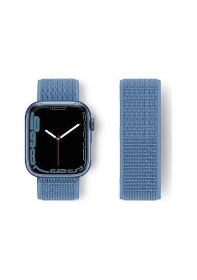 Newface Apple Watch 42mm Hasırlı Cırtcırtlı Kordon - Mavi