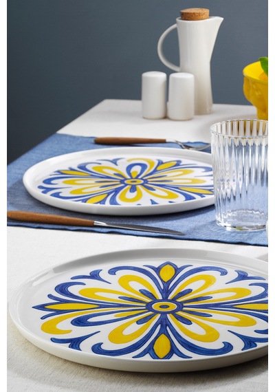 Kütahya Porselen Bone Strada 2 Parça 30 Cm Servis Tabağı Beyaz Ve Altın