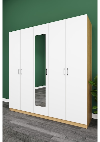 Asra Trend Lüks 5 Kapaklı Çekmeceli Gardırop %100 Mdf Askılı Aynalı Düzenleyici Elbise Dolabı G-04 Çok Renkli Asra Trend Lüks 5 Kapaklı Çekmeceli Gardırop %100 Mdf Askılı Aynalı Düzenleyici Elbise Dolabı G-04 Çok Renkli