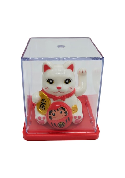 Maneki Neko El Sallayan Mini Şans Kedisi Beyaz Solar Güneş Enerjili 5x5cm S1byz01