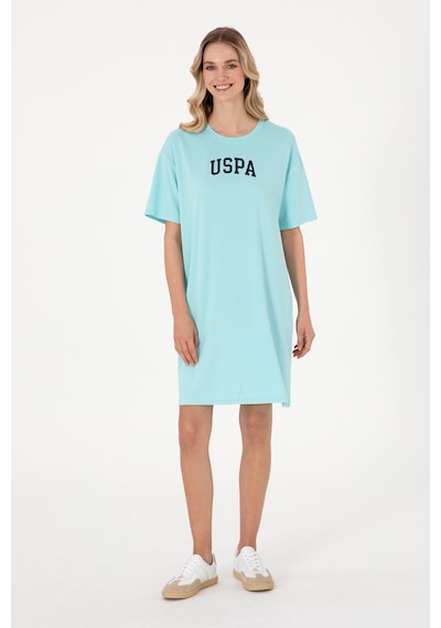 U.S. Polo Assn. Kadın Aqua Modal Karışımlı Bisiklet Yaka Mini Boy Örme Elbise 50306675-VR007
