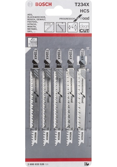 Bosch T 234 X Progressor For Wood Dekupaj Testeresi Bıçağı 5'Li - 2608633528