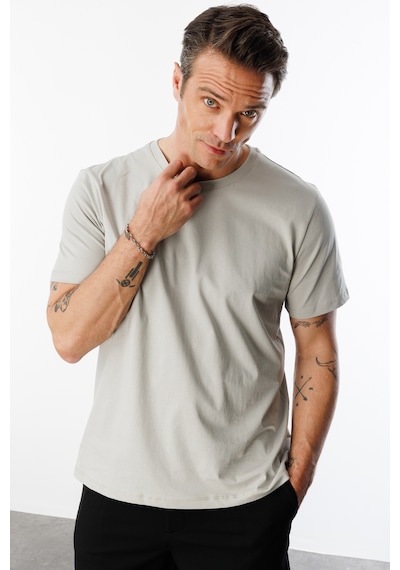 Genius Store Erkek T-shirt %100 Pamuk Regular Fit Standart Kesim Bisiklet Yaka Basic Tişört Basıc-t-shırt1 Gri