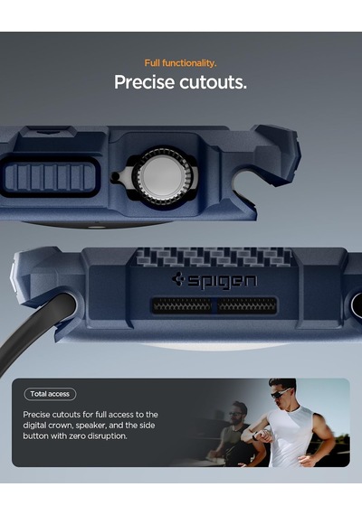 Apple Watch 46mm Seri 11/10 İle Uyumlu Kılıf Rugged Armor 2 Navy Blue - Acs10501 Çok Renkli