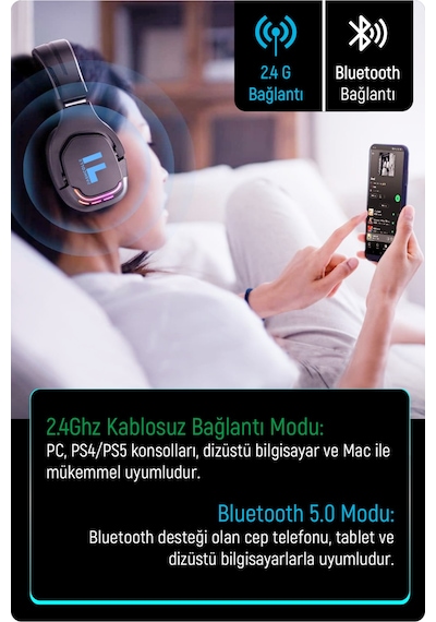 Fashcolle G926 Pro Wireless Oyuncu Kulak Üstü Kulaklık