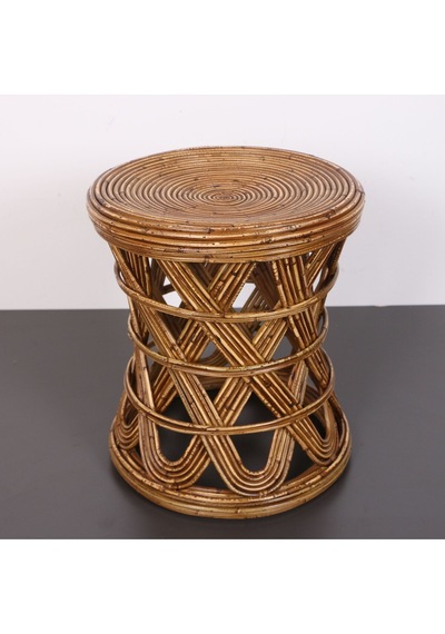 Şölen 40x36 Cm Doğal Kubu Rattan Sehpa & Tabure- Antik Renk Bej