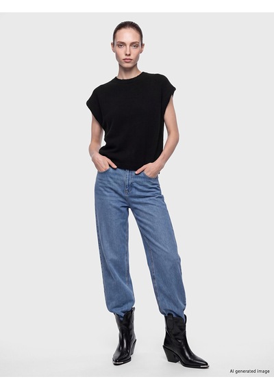 Lcw Comfort Lacivert Bisiklet Yaka Kadın Triko Kazak
