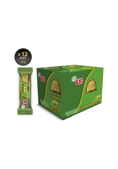 Çikolata Fıstık İşi Antep Fıstıklı 50 G X 12 Adet