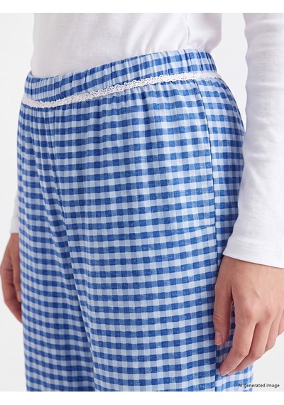 Lcw Dream Lacivert Ekose Kadın Pijama Alt