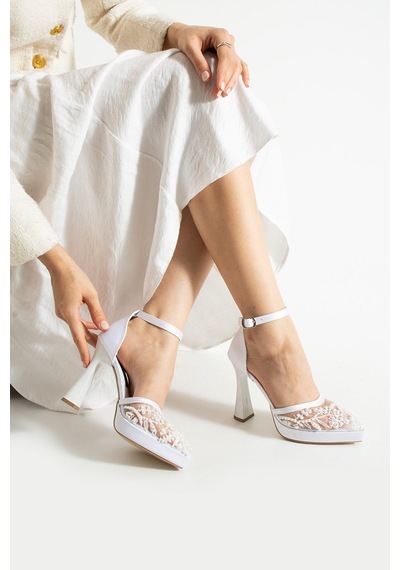 Dabab Shoes Pearly Beyaz Kadın Platformlu 11cm Topuklu İncili Bilekten Bantlı Abiye Gelin Düğün Ayakkabısı Dabab Shoes Pearly Beyaz Kadın Platformlu 11cm Topuklu İncili Bilekten Bantlı Abiye Gelin Düğün Ayakkabısı