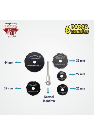 Mini Matkap için Ahşap Cam Mermer Kesme Uç Seti 6 Parça S