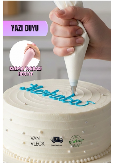 Paslanmaz Çelik Yazı Duyu Pasta Yazı Ucu, Pasta & Tatlı Süsleme Aparatı Metalik Gri