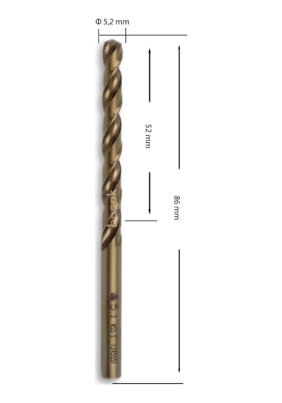 MTE 5,2 mm Paslanmaz Matkap Ucu Altın Seri HSS-E DIN 338