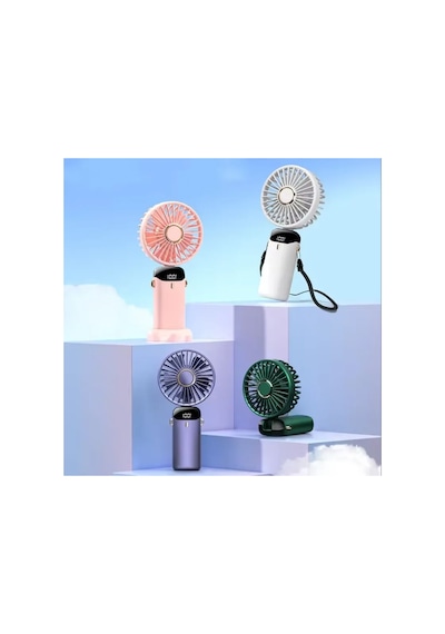 Mini Klima Led Göstergeli Şarjlı El Fanı Vantilatör 5 Kademeli Hız Serinletici Parfümlü Fan