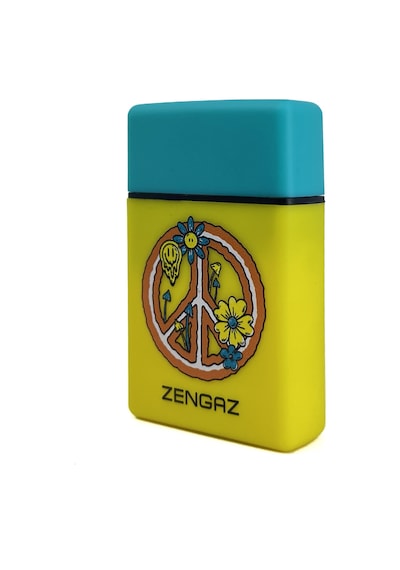 Zengaz Cool Tasarım Jet Alev Çakmak - Peace & Love Sarı