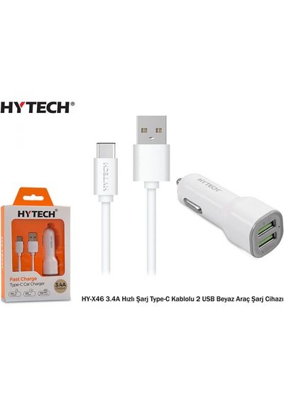 Hytech Hy-X46 3.4A Hızlı Şarj Type-C Kablolu 2 Usb