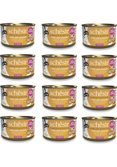 Schesir Ton Ve Tavuklu Tam Ve Dengeli Broth Pişirme Suyunda Kedi Konservesi 85 Gr. X 12 Adet