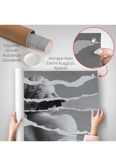 Yunan Heykeli Görüntüsü Yırtık Kağıt Duvar Örtüsü-7231