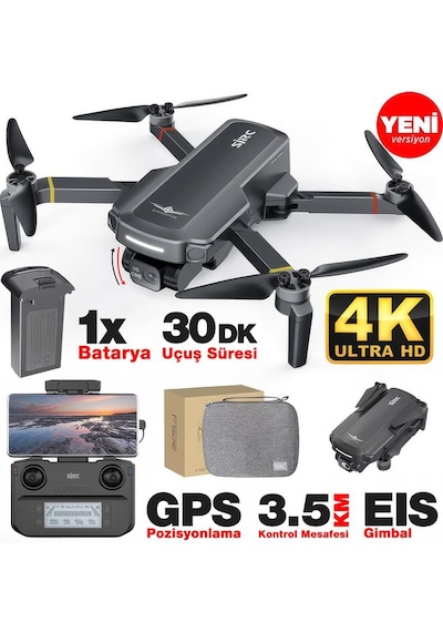 Sjrc F5s Pro+ Plus 4k Kameralı Drone Seti +3.5km Menzil+30 Dakika Uçuş Süresi+çanta+eıs Gimbal+takip Modu