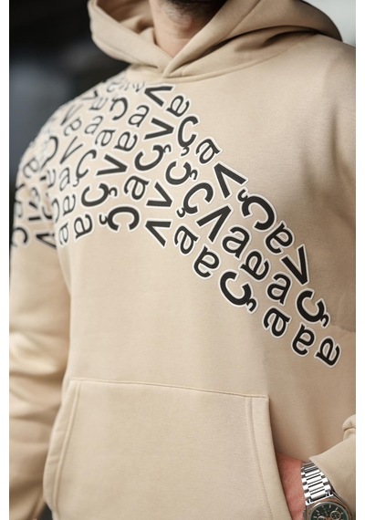 Madmext Bej Baskılı Kapüşonlu Erkek Sweatshirt E7160 Bej Madmext Bej Baskılı Kapüşonlu Erkek Sweatshirt E7160 Bej