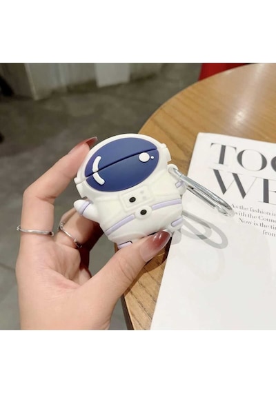 Apple Uyumlu iPhone 1/2. Nesil  Koruyucu Bluetooth Kulaklık Kılıfı Figürlü Astronot Airpods 1/2. Nesil