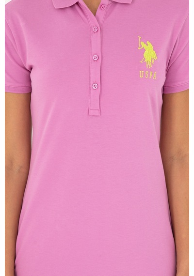 U.S. Polo Assn. Kadın Pembe Polo Yaka Mini Boy Örme Elbise 50280064-VR037