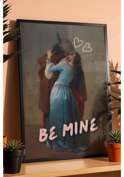 Francesco Hayez The Kiss Çerçeveli Tablo Be Mine Romantik Modern Sevgililer Günü Hediyesi Altered Art