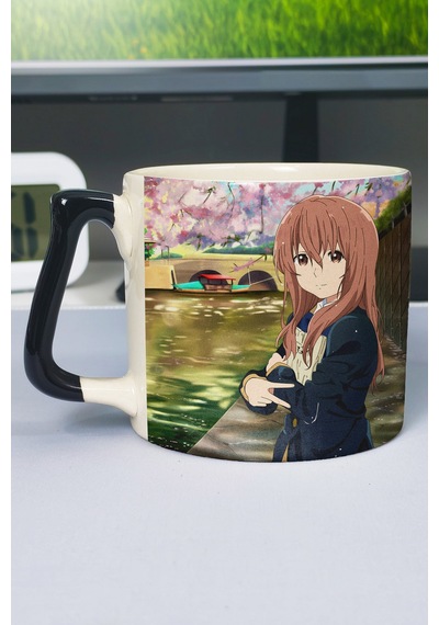 Koe No Katachi Anime Baskılı Seramik Lüks Kupa 1 Adet Özel Siyah Kulp Dalga Kulp V4d Çok Renkli