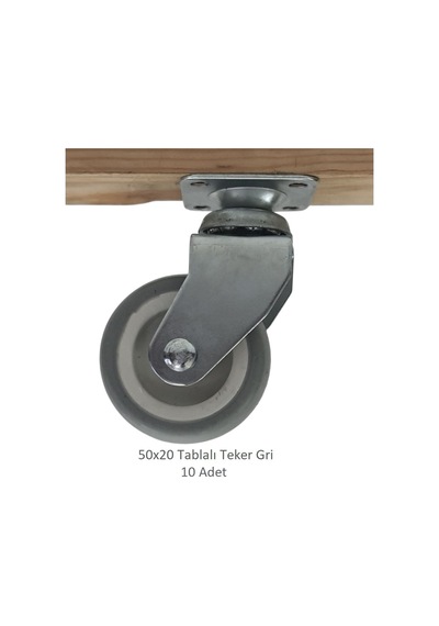 Ofis Koltuk Dolap Etajer 360 Derece Döner 50 X 20 Tablalı Teker Gri 50 Mm 10 Adet Gri