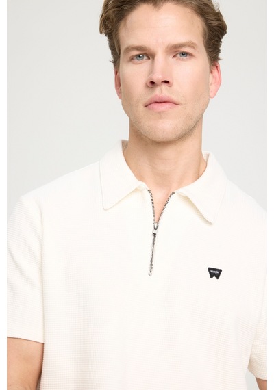 Yarım Fermuarlı Polo T-shirt Vintage White-vintage White Beyaz