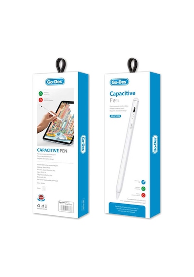 Go Des GD-P1209 Apple Uyumlu iPad Palm Rejection Stylus Pencil Eğim Özellikli Dokunmatik Kalem - ZORE-260229 Beyaz