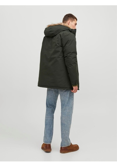 Jack & Jones Erkek Kapüşonlu Uzun Mont Haki Parka 12236096 Haki