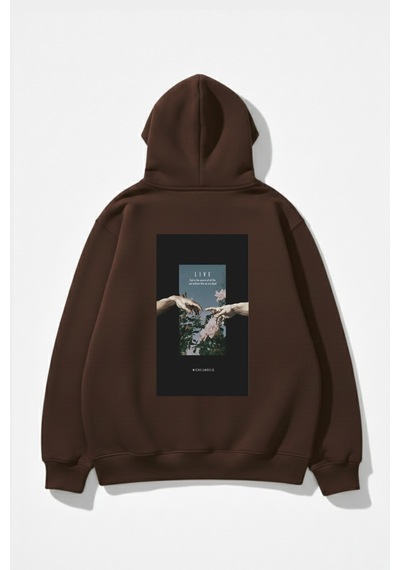 Uyguntarz Unisex Yumuşak Dokulu Live Baskılı Tasarım Oversize 3 İplik Hoodie Sweatshirt Kahverengi Uyguntarz Unisex Yumuşak Dokulu Live Baskılı Tasarım Oversize 3 İplik Hoodie Sweatshirt Kahverengi