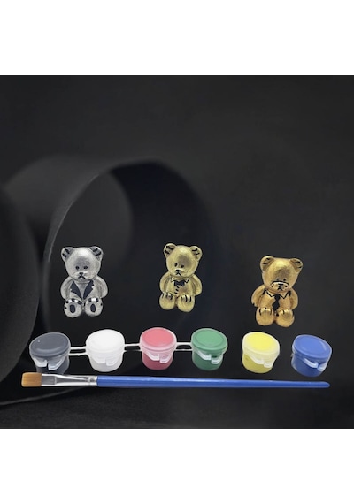 Eğitici Etkinlik Taş Boyama Seti 3 Boyutlu 15 Adet Minik Ayıcık Set Stone Painting