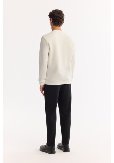 Avva Erkek Ekru Bisiklet Yaka Pamuklu Bi-stretch Baskılı Regular Fit Sweatshirt A52y1260