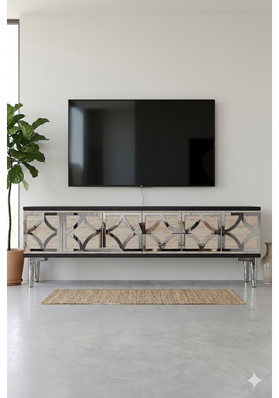 Tsa1237ats Lem Tv Sehpası Antrasit-traverten-silver 120cm