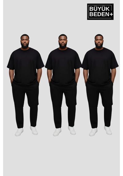 Superlife Büyük Beden Erkek Basic 3xl-6xl Bisiklet Yaka 3'lü Tişört Seti Spr26bts510+3 Siyah Superlife Büyük Beden Erkek Basic 3xl-6xl Bisiklet Yaka 3'lü Tişört Seti Spr26bts510+3 Siyah