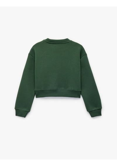 Koton Uzun Kollu Bisiklet Yaka Basic Sweatshirt Yeşil 6wkg10556ak