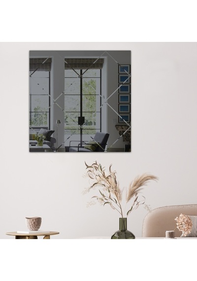Ayna | Füme Ayna | Baklava Kanallı Kare Ayna | 60Cm X 60Cm Füme