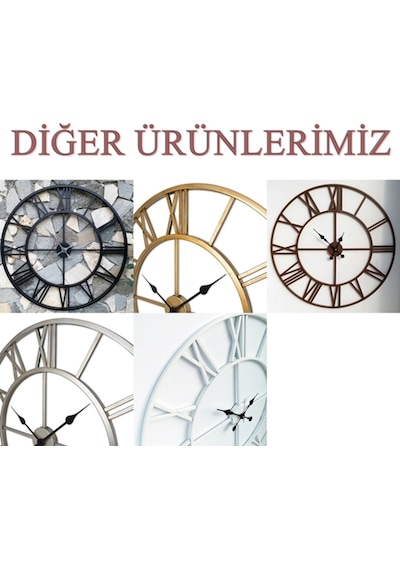 Ferforje Duvar Saati Otantik 5520 Bt Yeşil Eskitme 55Cm 3Boyutlu Çok Renkli