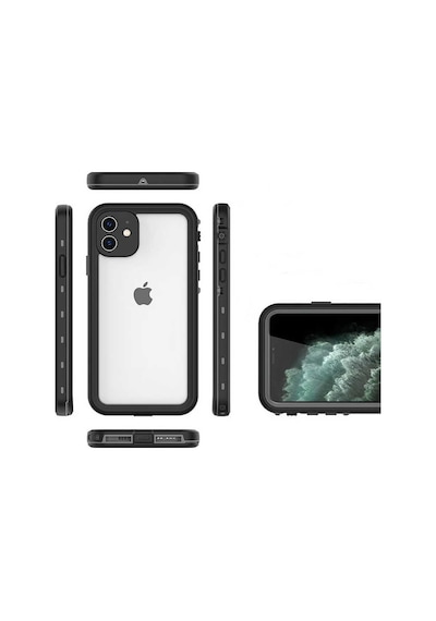 Apple Uyumlu iPhone 12 Uyumlu 1-1 Su Geçirmez Kılıf-siyah Siyah -