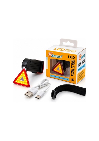 Bisiklet Feneri Led Usb Şarjlı 4 Fonksiyonlu - Sinyal Işık K-1176 5468 Çok Renkli
