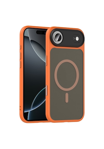 Zore Apple iPhone Uyumlu 17 Air Kılıf Mat Arka Yüzey Wireless Şarj Özellikli Zore Flet M-safe Kapak - Turuncu